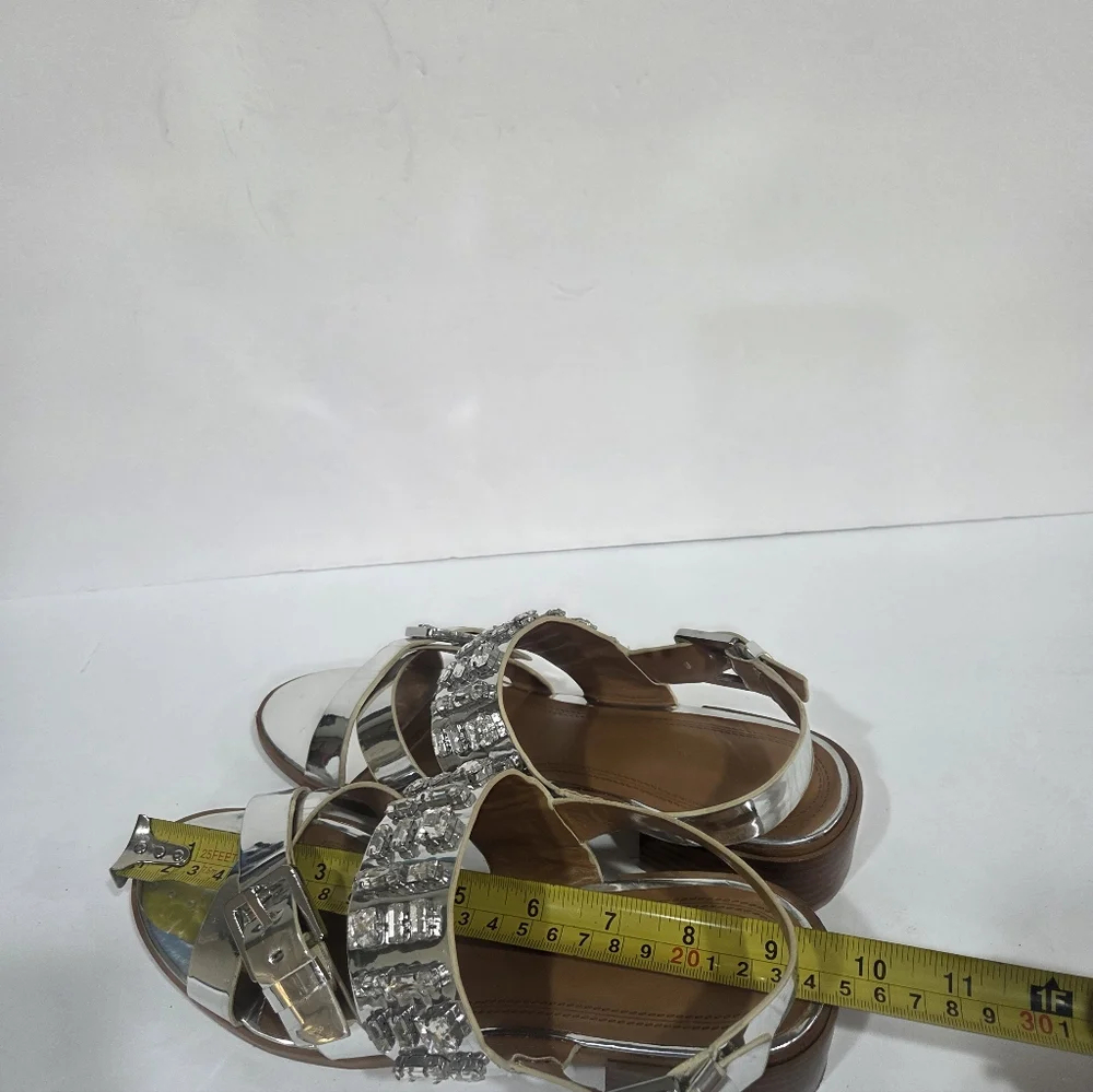 Zara Silver Embellished  Sandals Sz.38 - Picture 6 of 7